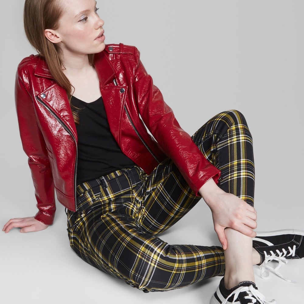 Women’s Red Faux-Leather Jacket